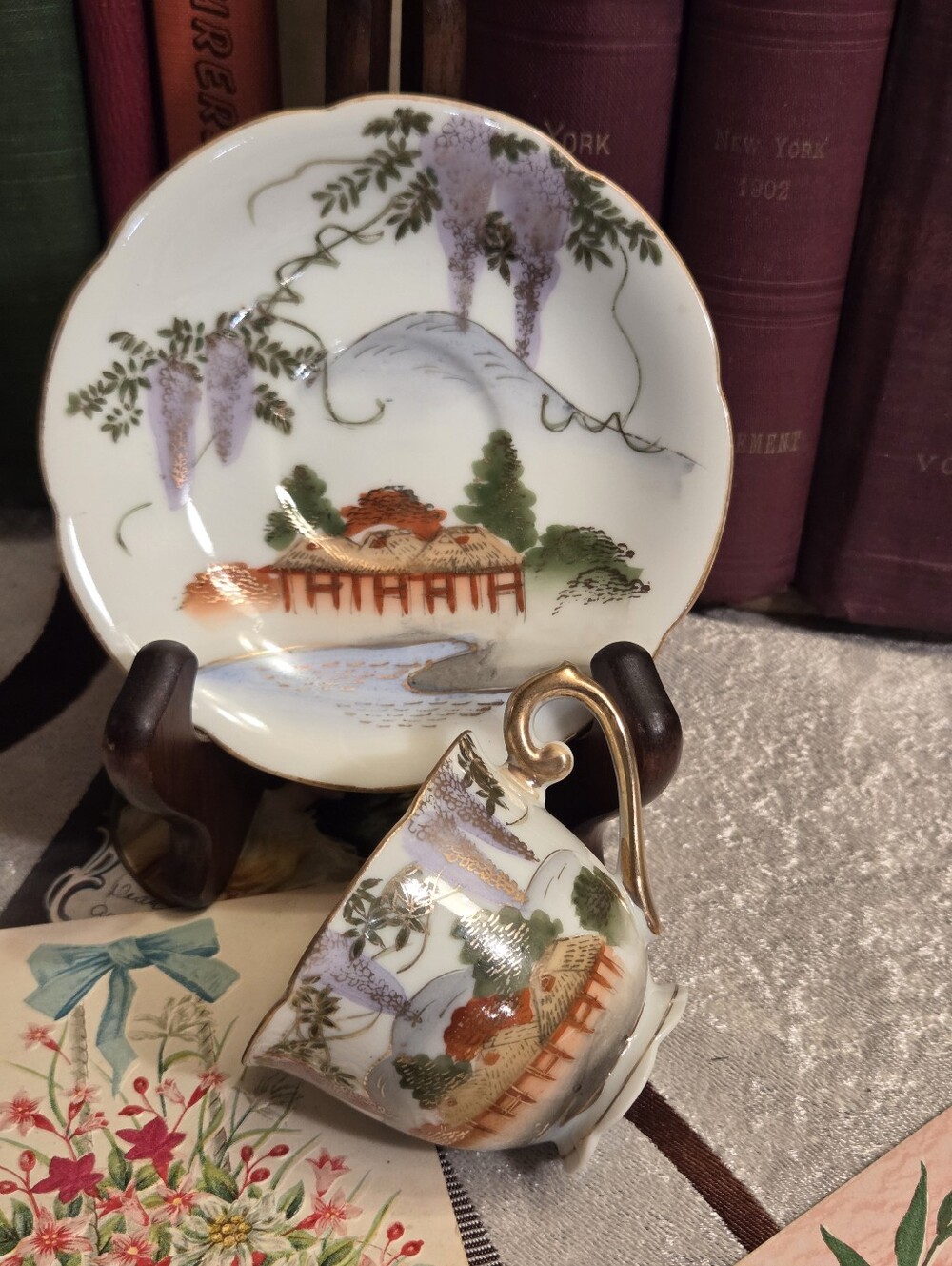 Handpainted Occupied Japan Demitasse Teacup & Saucer